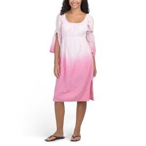 DEBBIE KATZ Pink Alani Long Sleeve Swim Cover-up Dress